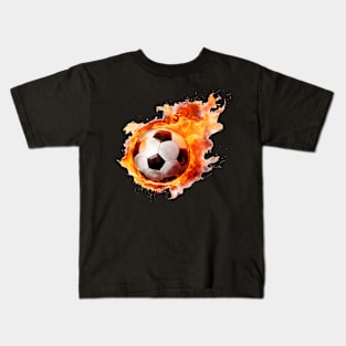 Flaming Soccer Ball Kids T-Shirt